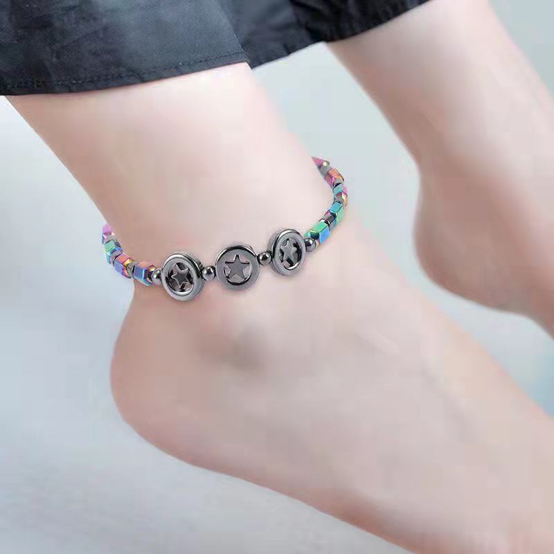 Women's Fashion Stretch Black Gallstone Anklet