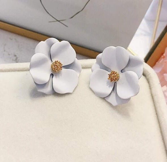 Color Flower Feminine Gentle Pearl Stud Earrings