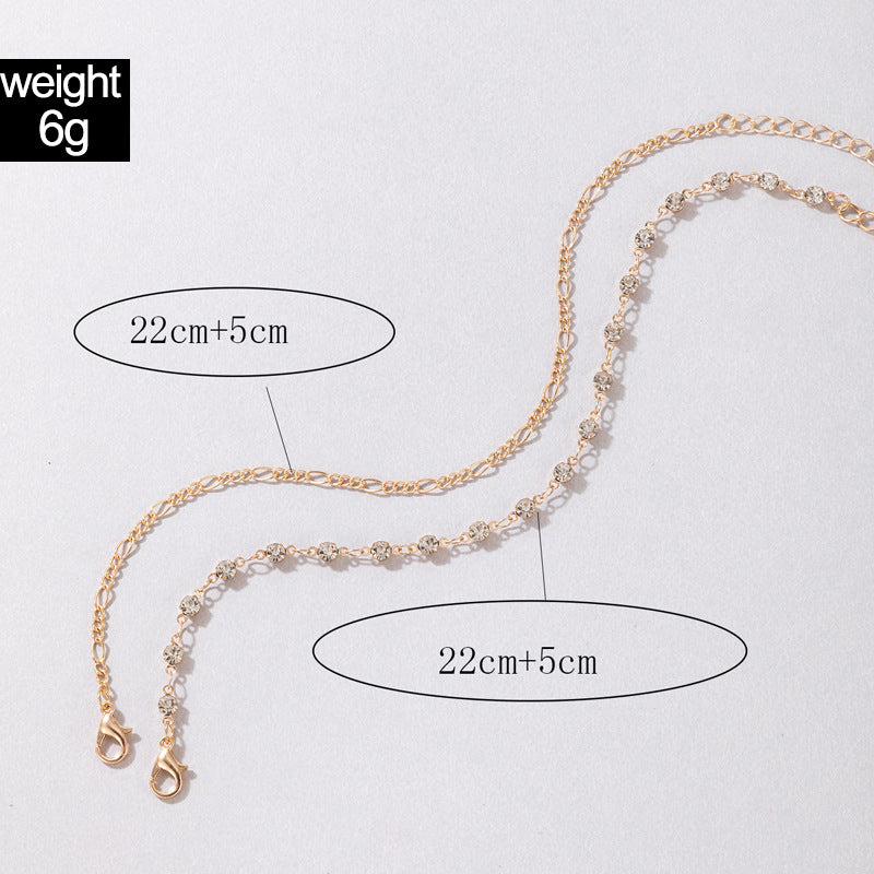 Light Luxury Jewelry Diamond Double Anklet Simple