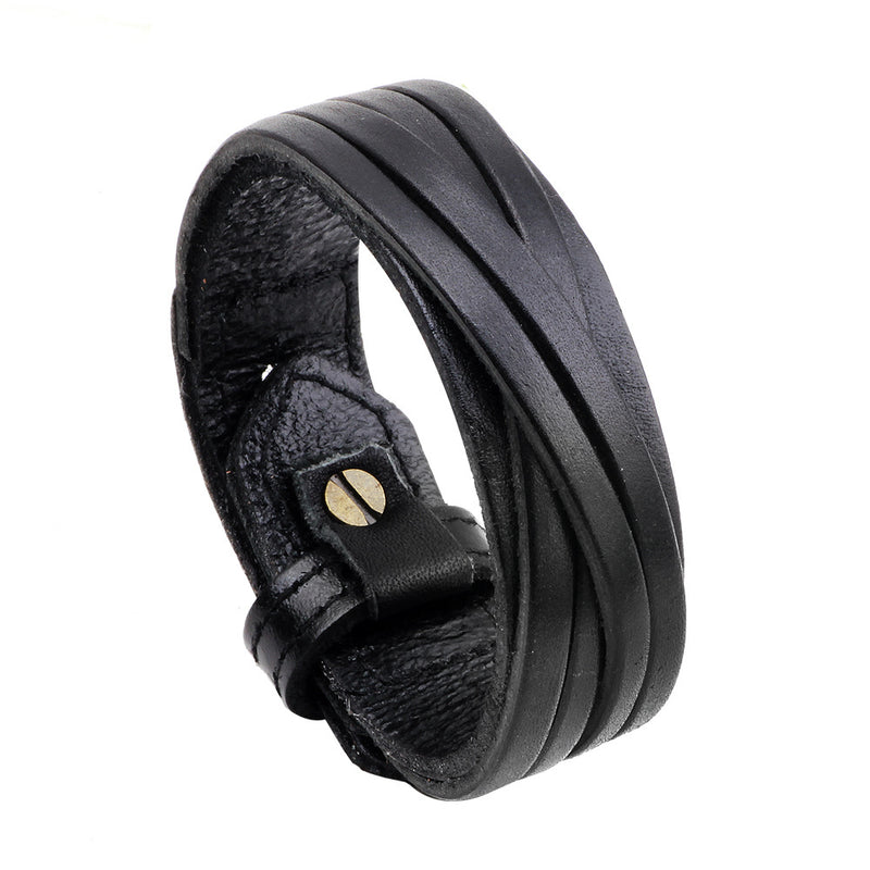 Retro Simple Leather Bracelet Men's All-match Punk Rock Leather Bracelet