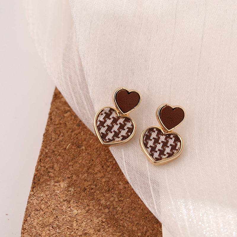 925 Silver Needle Houndstooth Earrings Cold Wind