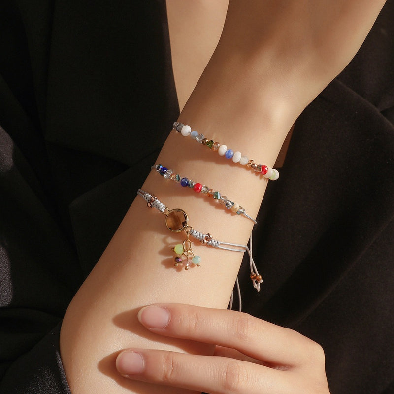 Flower Bee Butterfly Color Bead Five-Pointed Star Tassel Anklet