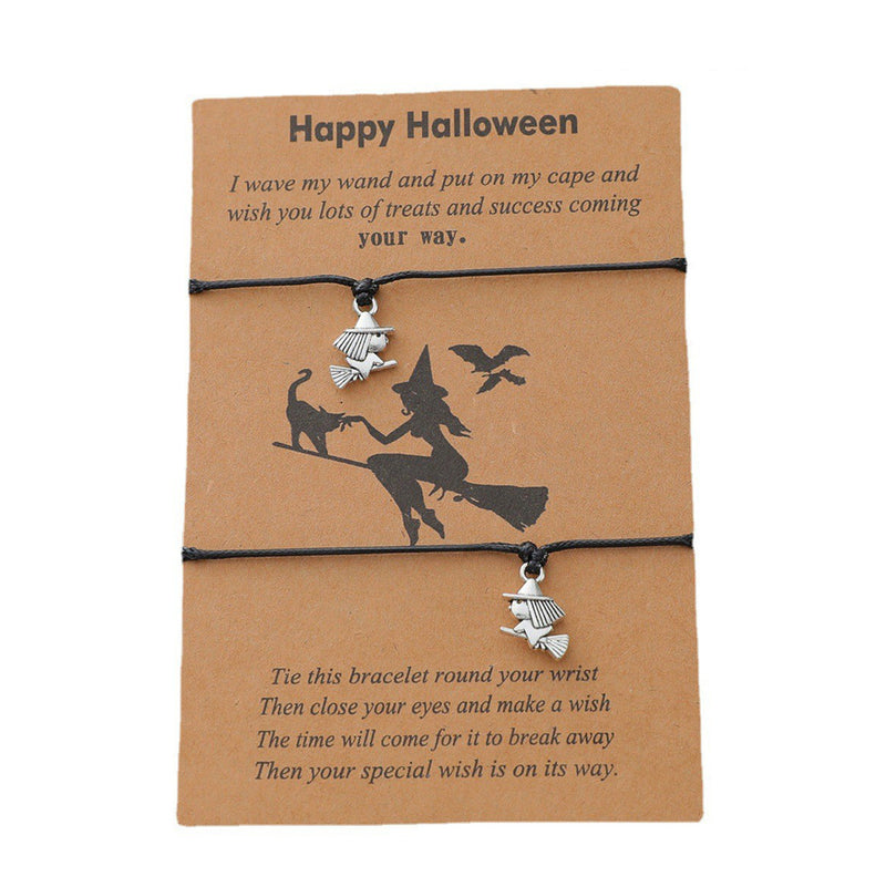Halloween Spoof Card Bracelet With Broom Charm