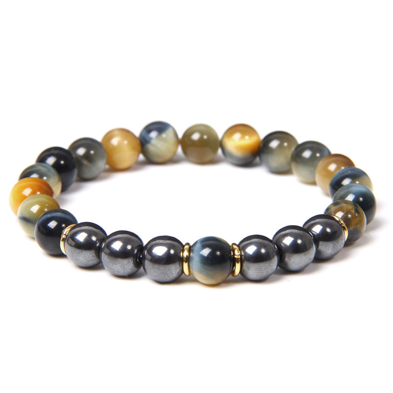 Black Gallstone Bracelet Tiger Eye Energy Fitness Men's Gift Jewelry