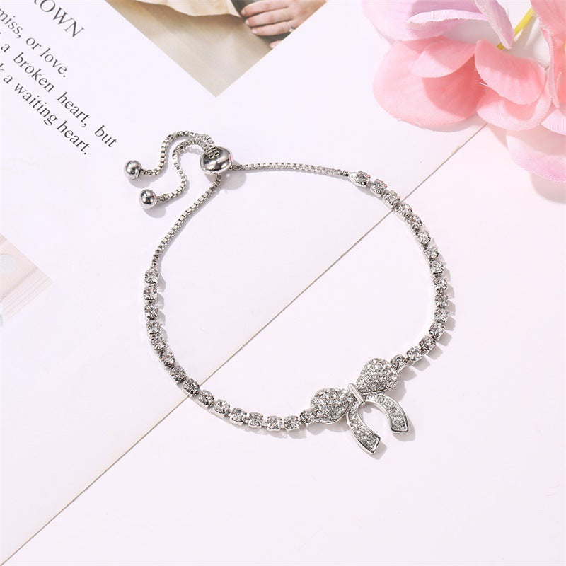 Diamond Bowknot Crystal Charm Bracelet