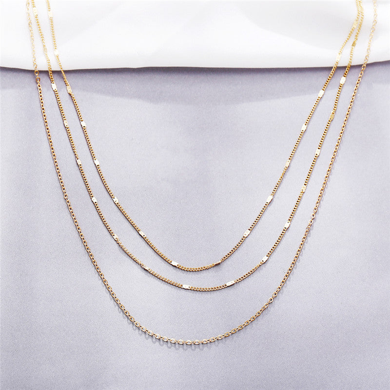 Simple multi-layer three-layer necklace