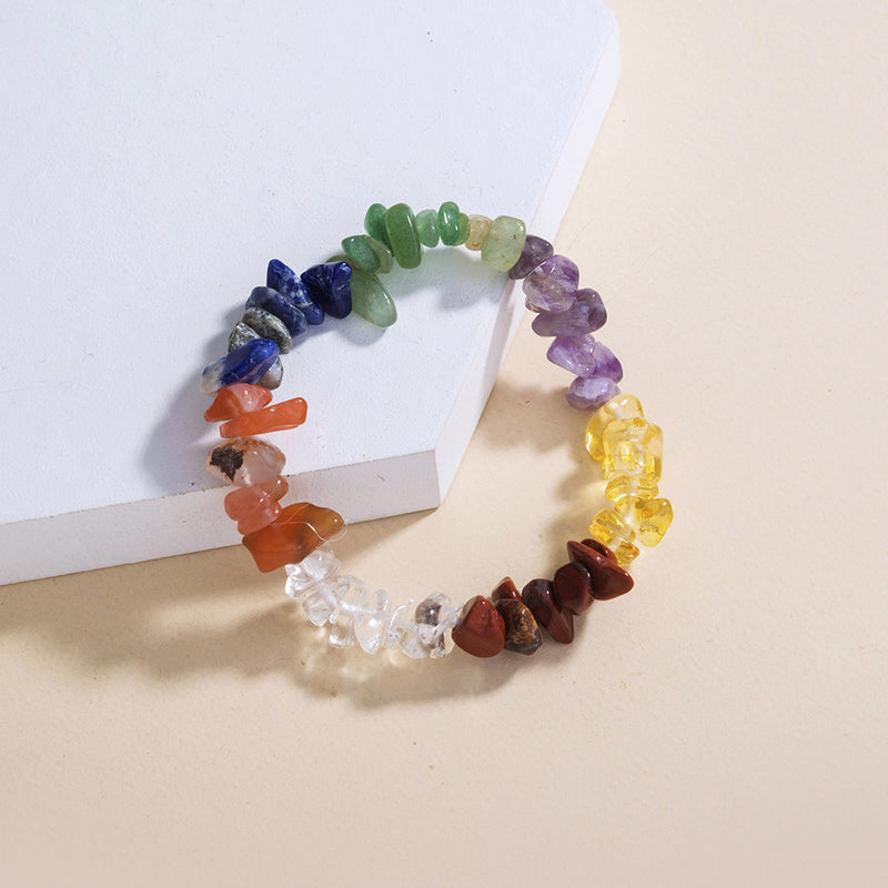 Count Color Natural Rough Stone Crystal Stone Elastic Bracelet