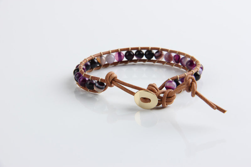 Purple striped agate bracelet