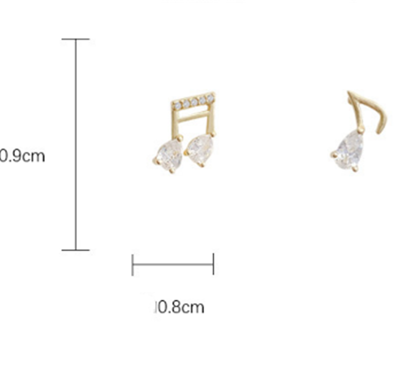 S925 Silver Needle Korean Dongdaemun Musical Note Stud Earrings Female Fashion Temperament