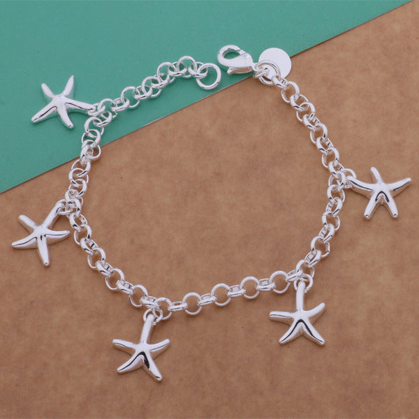 925 Silver Fashion Small Starfish Pendant Bracelet