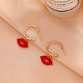 Creative Red Lips Earrings Female Fashion