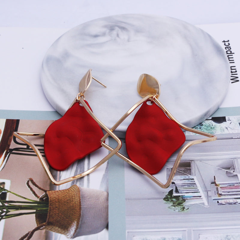 Irregular stitching geometric earrings