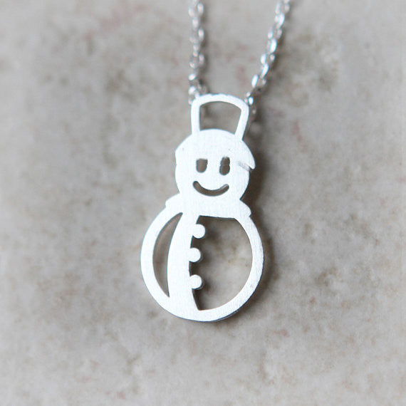 Hollow Little Snowman Pendant Necklace Clavicle Chain Female