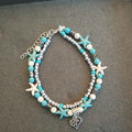 Conch starfish pendant rice bead anklet