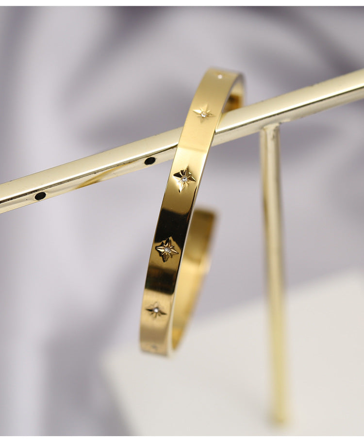 Titanium Steel Plated 18K Gold Star Bracelet