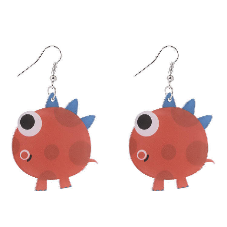 Creative Handmade Acrylic Cartoon Dinosaur Earrings