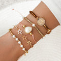 Five-pointed Star Beaded Four-leaf Clover Woven Bracelet