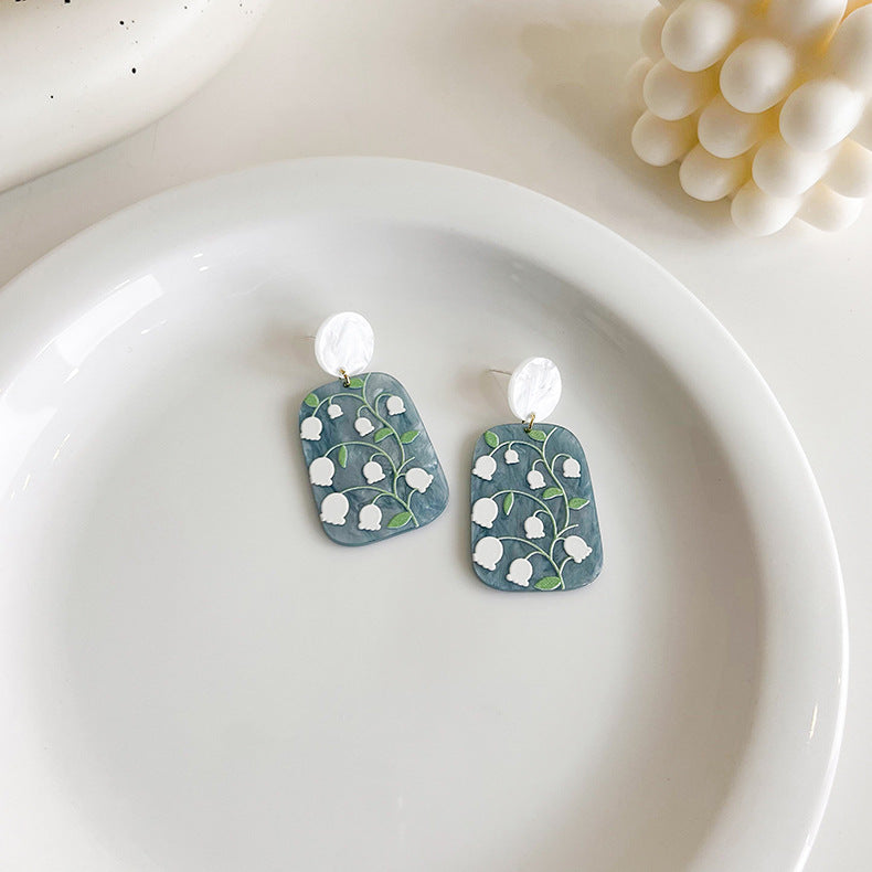 Flowers And Leaves Transparent Acrylic Earrings