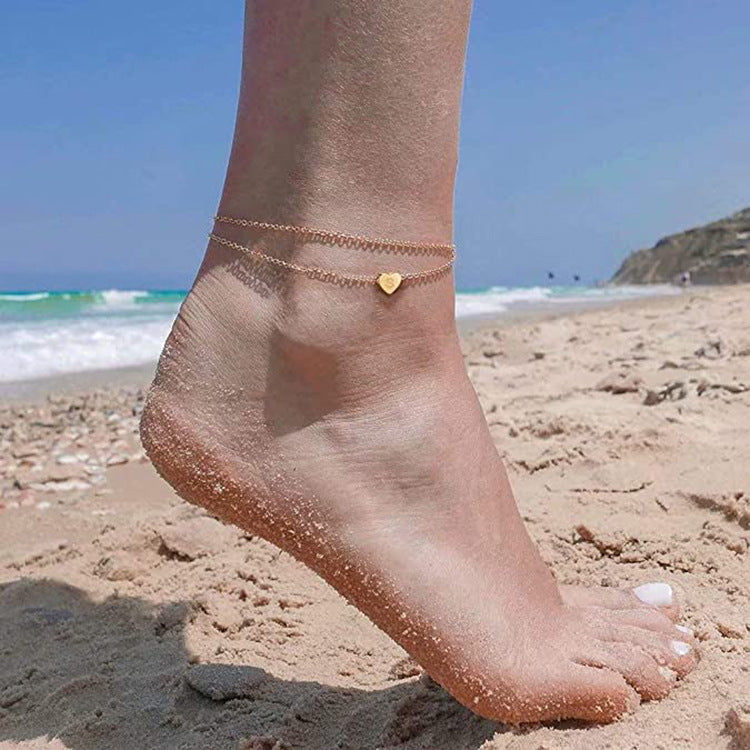 Summer Beach Love Letter Pendant Anklet