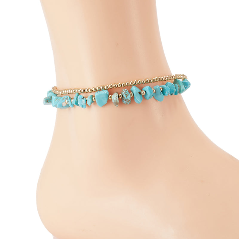 Bells Hand-woven Natural Gravel Beaded Anklet Women