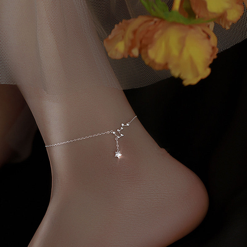 Exquisite Mori Series Niche Design Sterling Silver Big Dipper Anklet