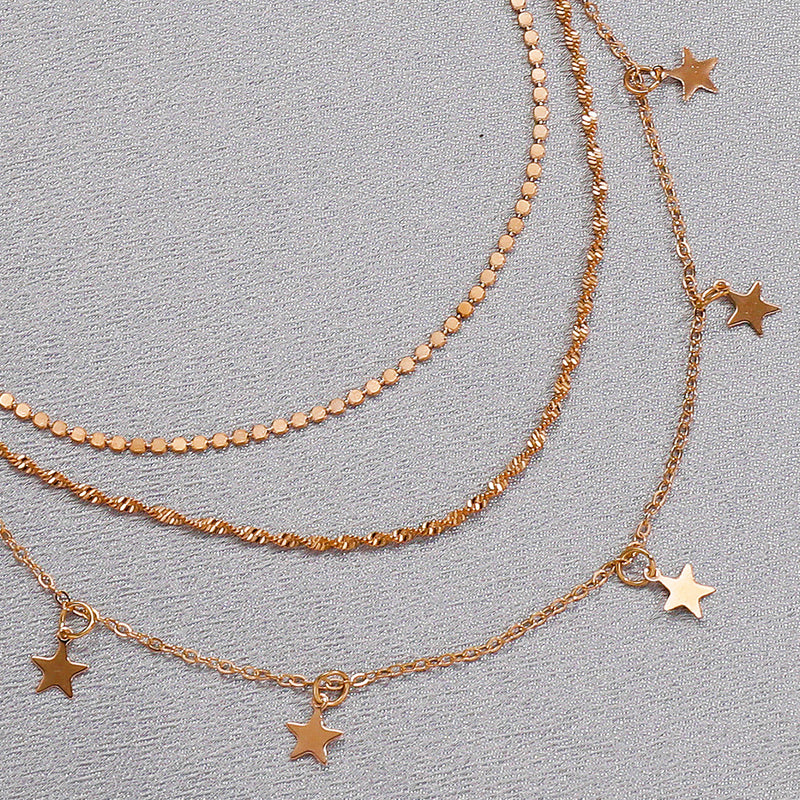 European And American Retro Metal Multilayer Star Clavicle Chain