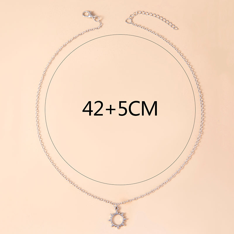 Fashion Silver Sun Stainless Steel Chain Necklace For Women