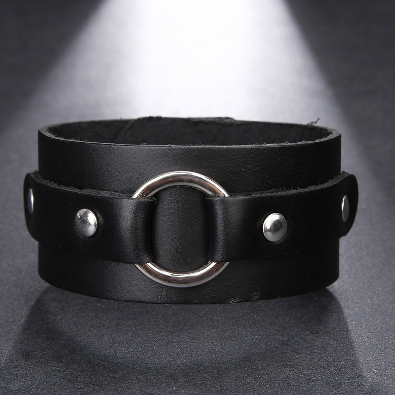 Denim Rivet Ring Leather Bracelet