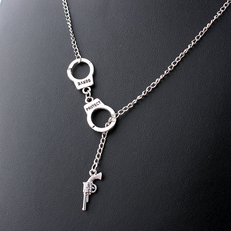 Wave Adjustable Sweater Chain Handcuffs Five-pointed Star Pendant Necklace