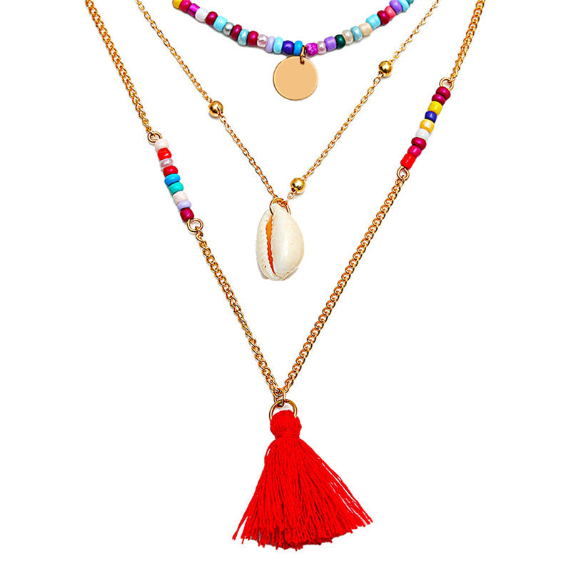 Bohemian Multilayer Necklace Creative Colorful Beaded Clavicle Chain