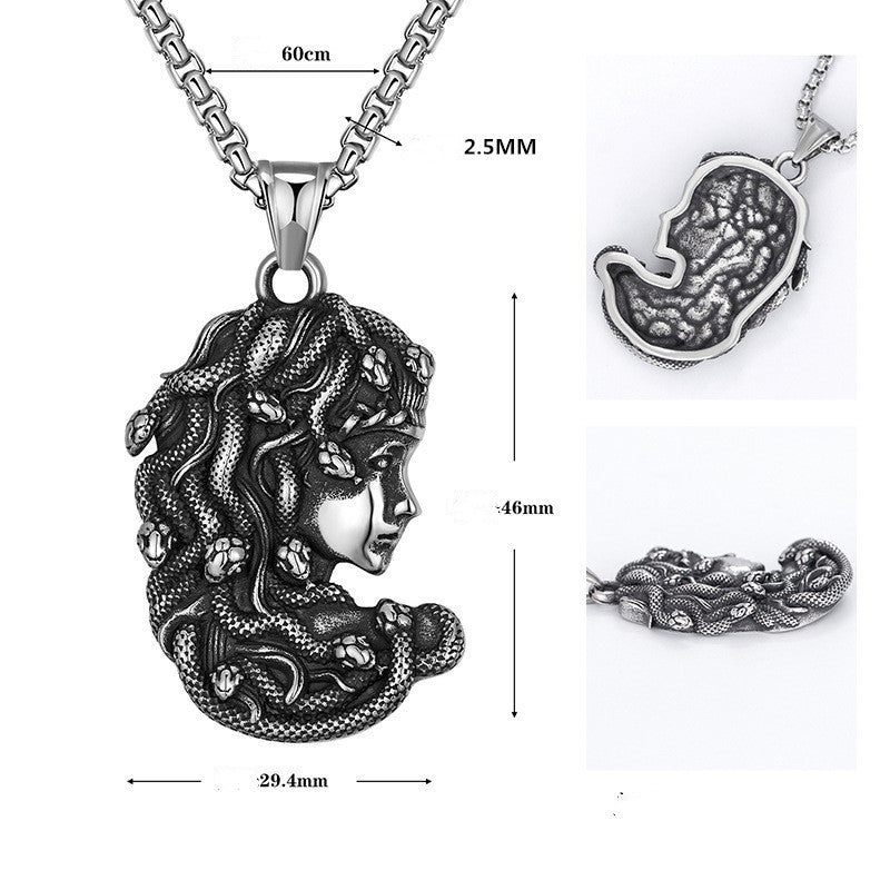 Vintage Punk Basilisk Medusa Stainless Steel Necklace