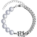 Reflective Titanium Steel Pearl Letter Bracelet