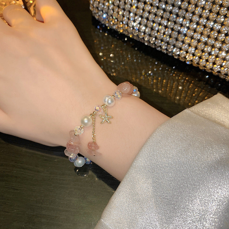 European And American Fashion Micro-inlaid Starfish Irregular Strawberry Crystal Pearl Bracelet Women