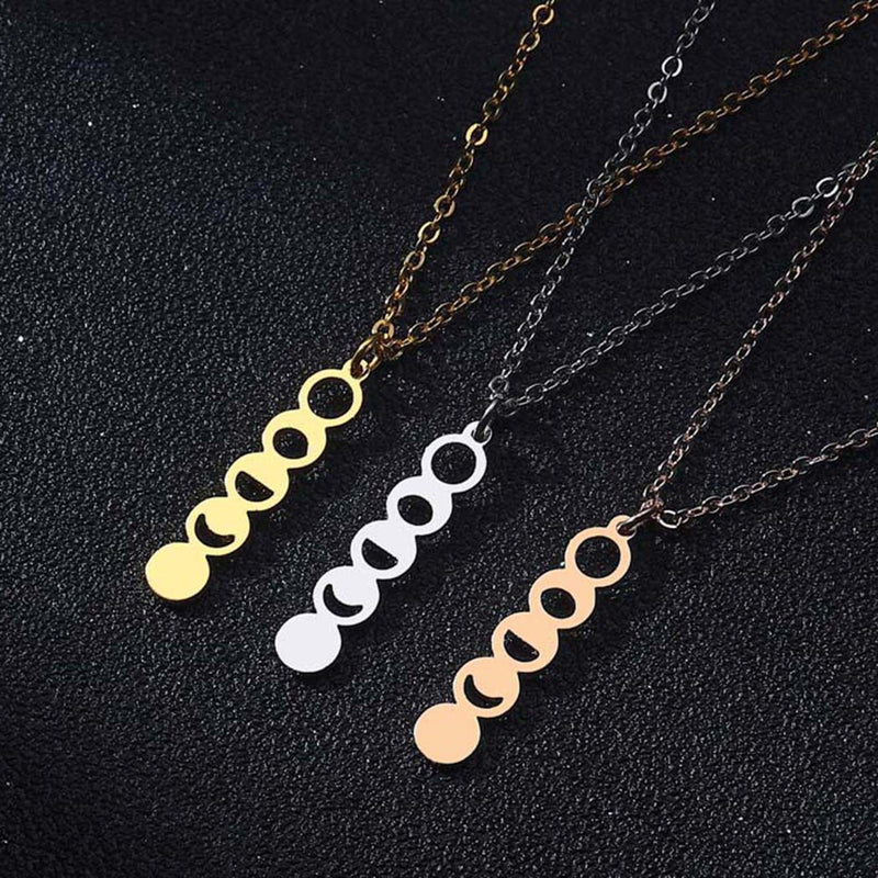 Women's Moon Phase Shape Space Themed Pendant Necklace