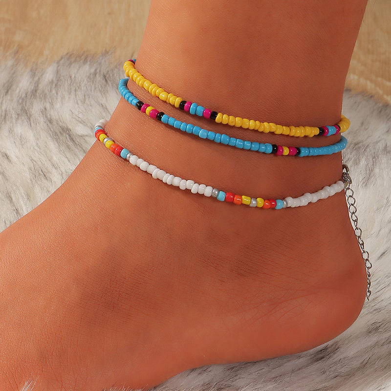 Bohemian Ethnic Style Colorful Rice Bead Anklet