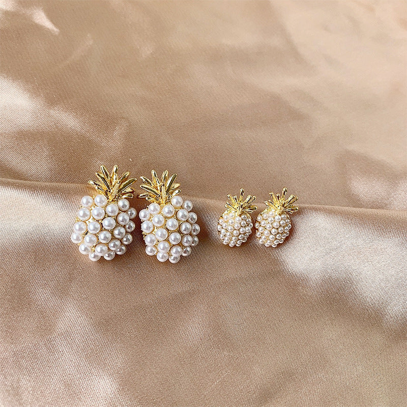 Silver Needle Simple Pineapple Pearl Ear Stud