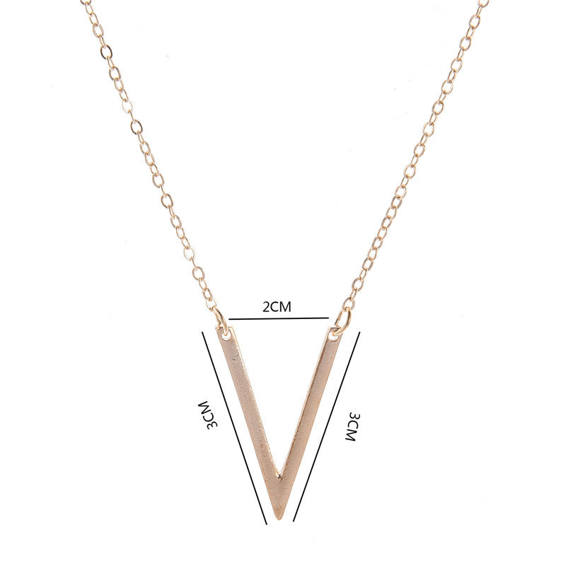 Short Clavicle Metal Alloy V Shape Necklace