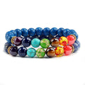 Spar Tiger Eye Lava Stone Yoga Wheel Bracelet Set