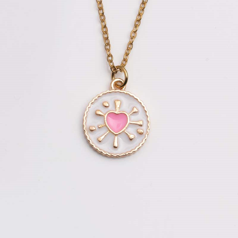 Women's Peach Heart Hexagram Pendant Necklace