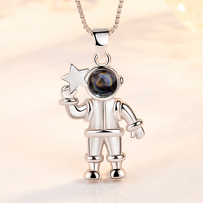 One Hundred Languages Astronaut Projection Stone Necklace Pendant