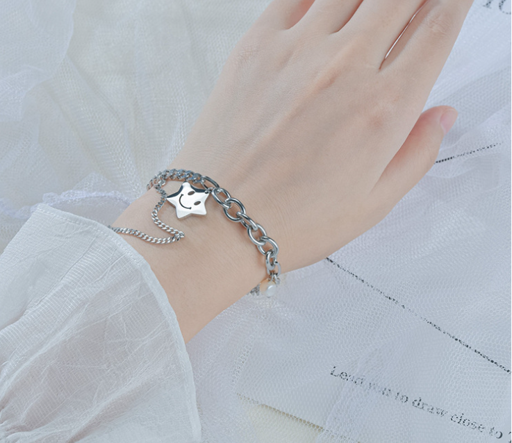 Stainless Steel Five-pointed Star Ladies Bracelet