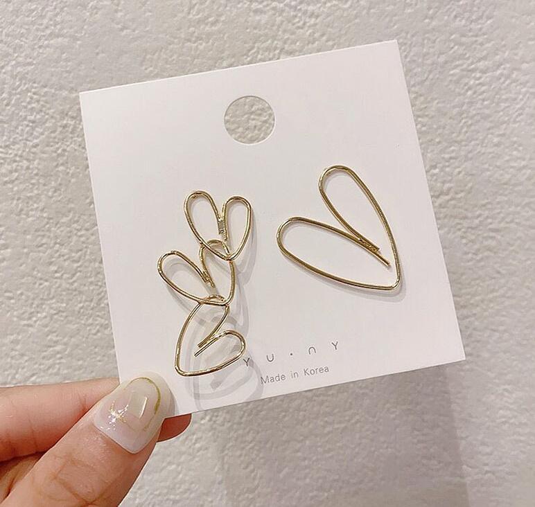 Shape Simple Metal Heart Hollow Earrings