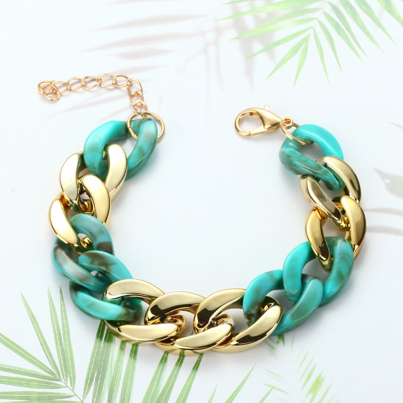 Paneled Multicolor Acrylic Chain Bracelet