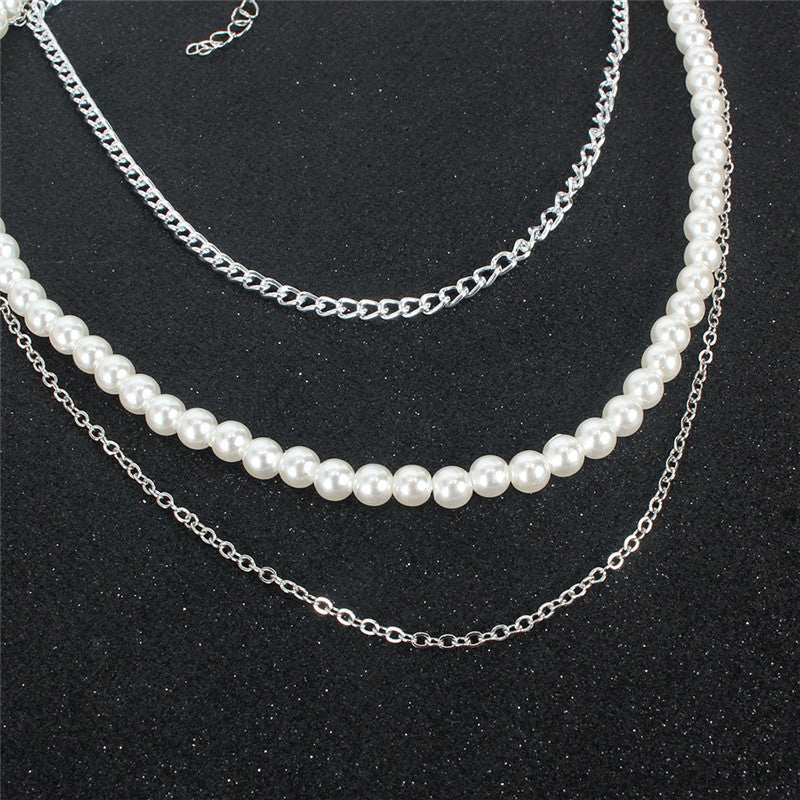 European And American Fashion Style Personalized Pearl Multi-layer Necklace