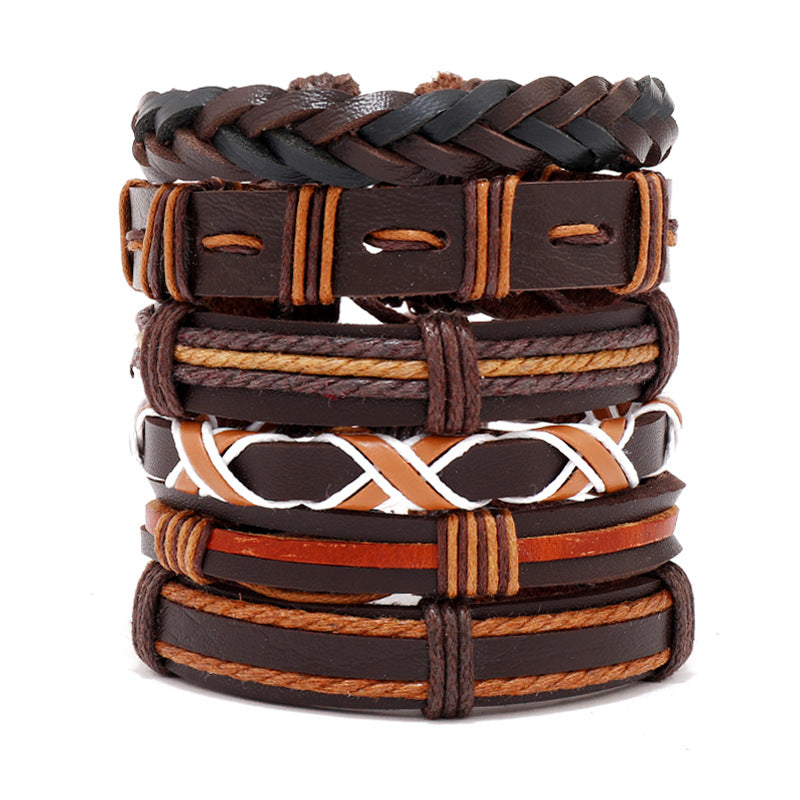 Vintage Men's Leather Bracelet European And American Woven Suit Carrying Strap