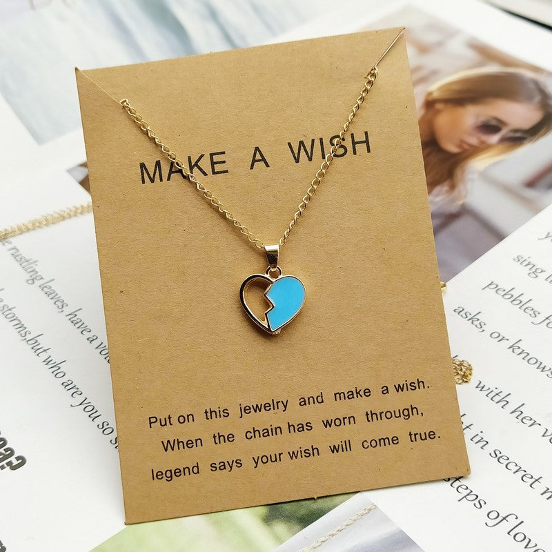 New Peach Heart Pendant Necklace Korean Cute Girl