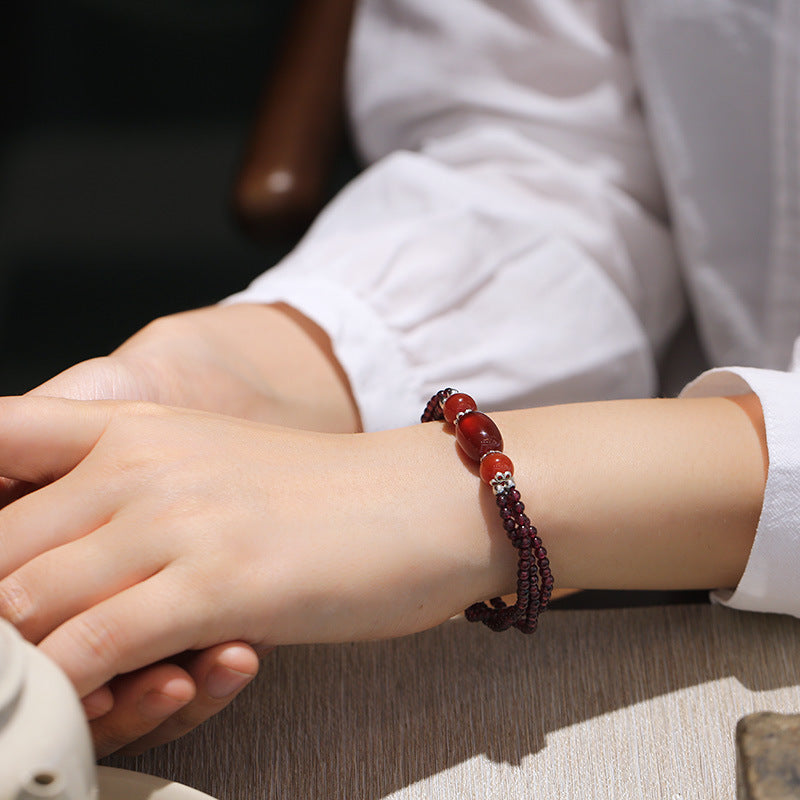 Fashion Personality Natural Three-in-One Garnet Bracelet