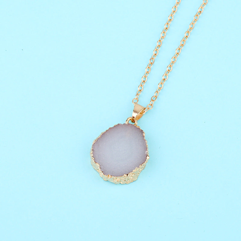 Irregular Sunflower Pendant Necklace Imitation Natural Stone