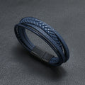 New Men's Magnetic Snap Bracelet Leather Rope Handmade Braided Bracelets European And American Retro Multi-layer Bracelet