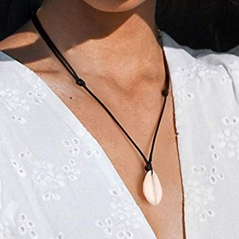 Shell Pendant Simple Long Section Adjustable Drawstring Necklace Women's Necklace Short Necklace